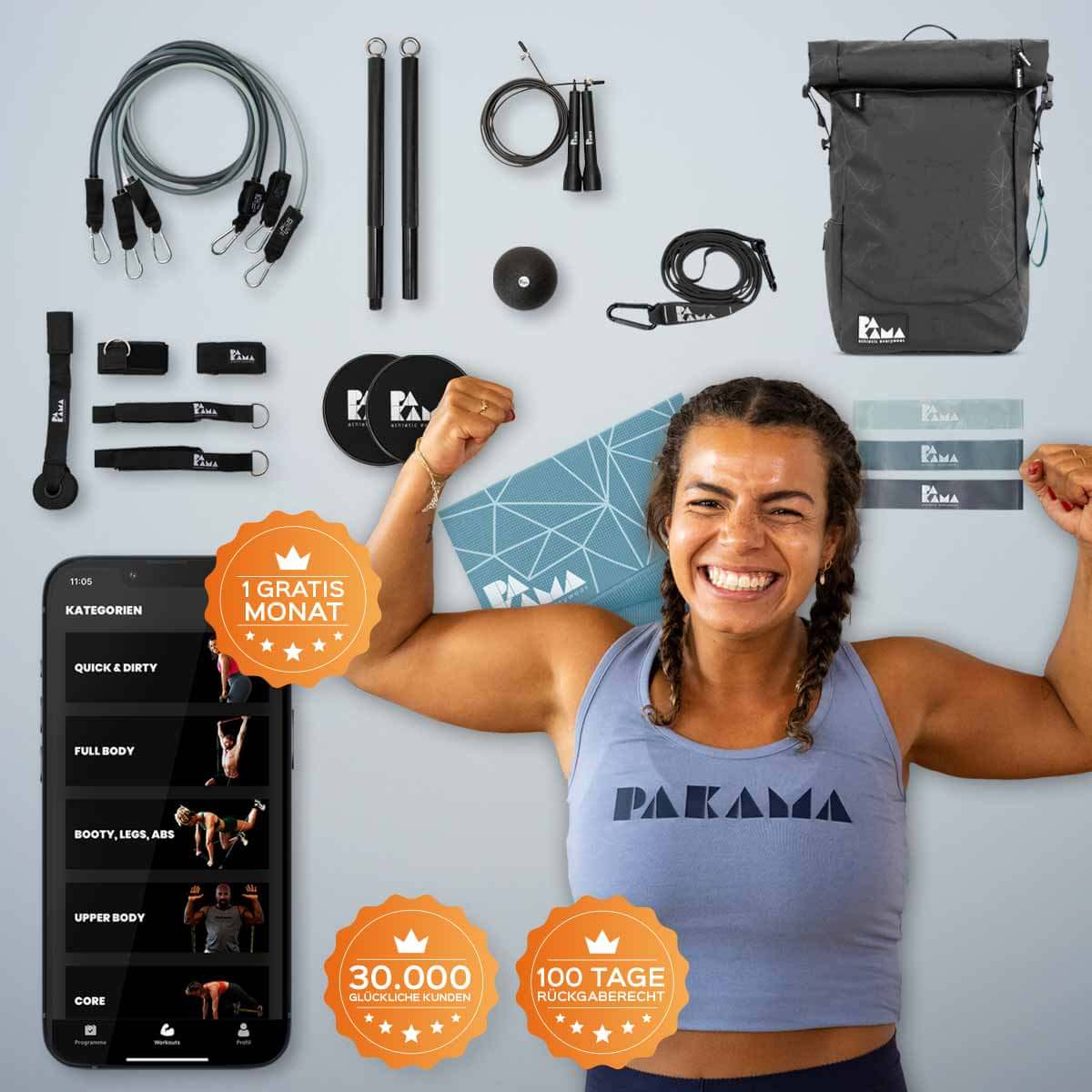 !B-Ware-Schnapper! Fitnessstudio to Go (inkl. App) PAKAMA athletics