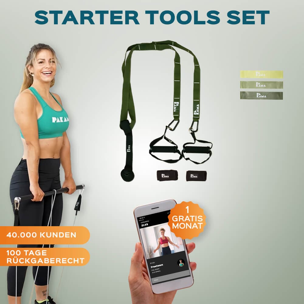 Fitnessstudio to Go (inkl. App) Starter Tools Set / GOTHAM Green PAKAMA athletics