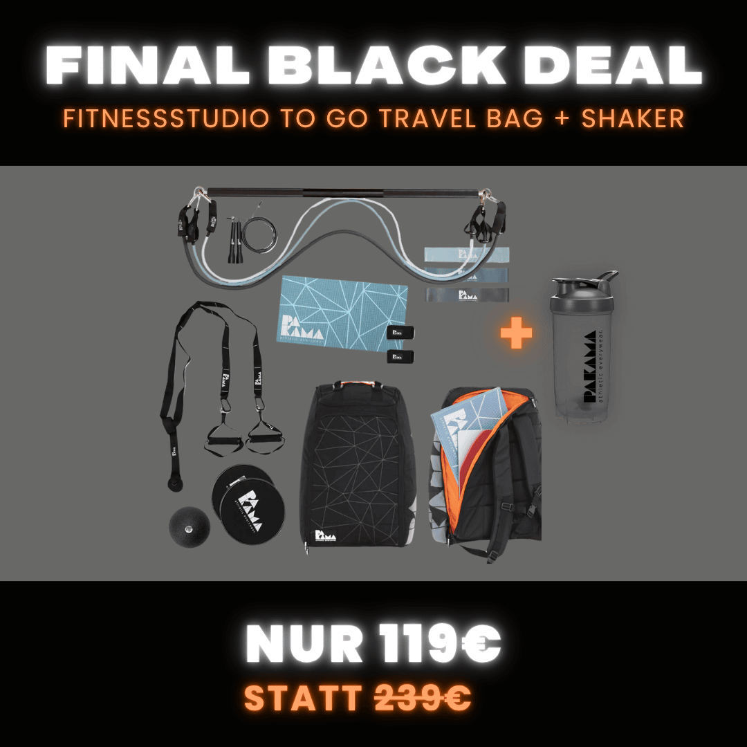 Fitnessstudio to Go Travel Bag (inkl. App) + gratis SHAKER PAKAMA athletics
