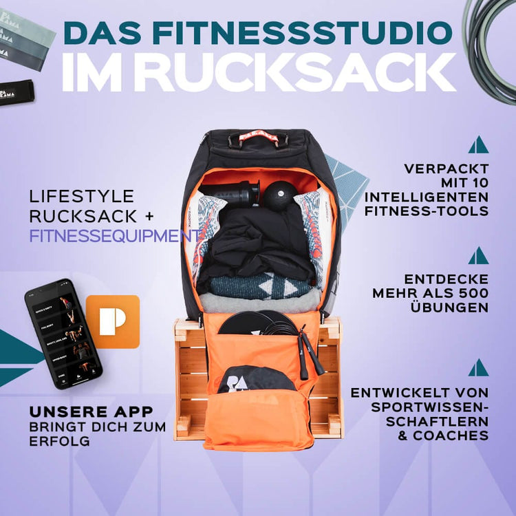 PAKAMA Reise Rucksack Fitnessstudio to Go Travel schwarz