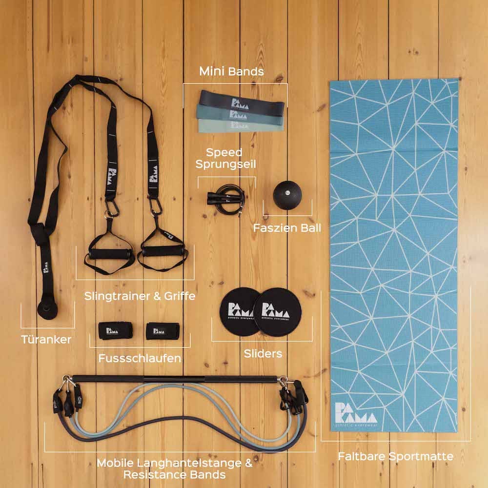 Fitnessstudio to Go (inkl. App) + Shaker + Nutrition System 1 Monat PAKAMA athletics