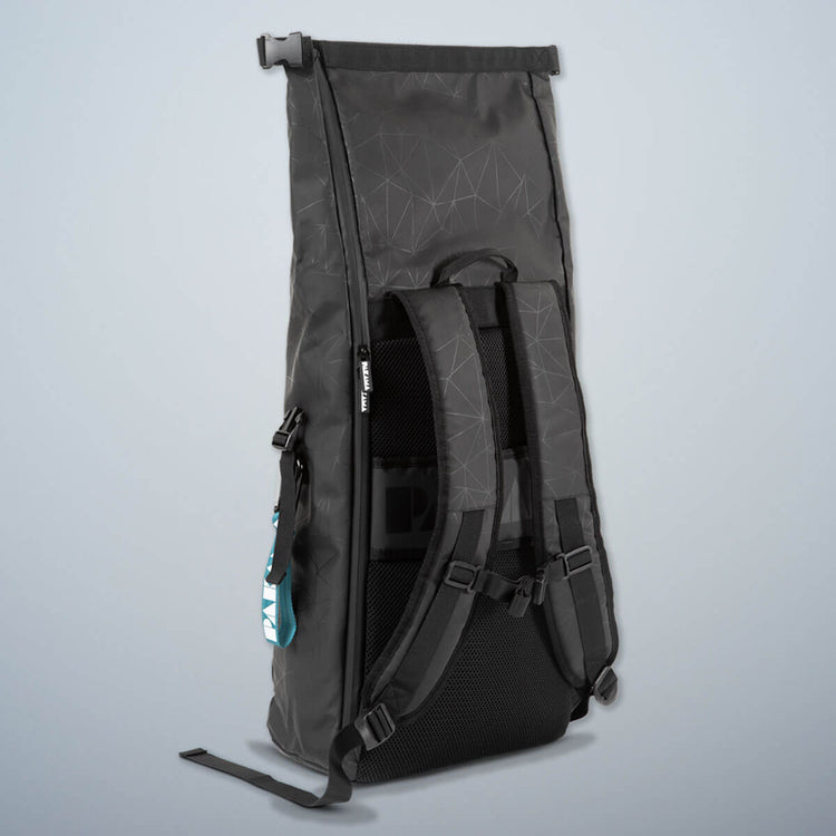PAKAMA-fitness backpack-black-back-rolltop-opened