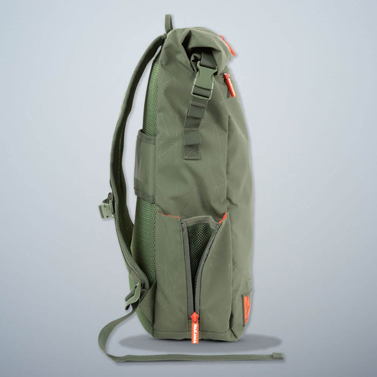 PAKAMA-sac à dos de fitness-vert-côté porte-bouteille-fermeture-éclair