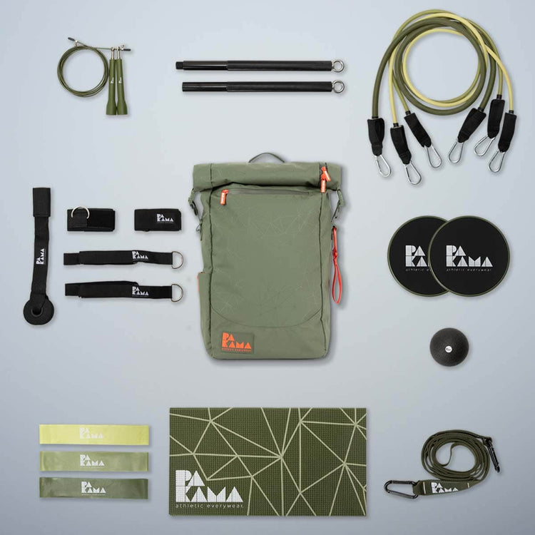 PAKAMA- fitness-backpack-green-front-equipment
