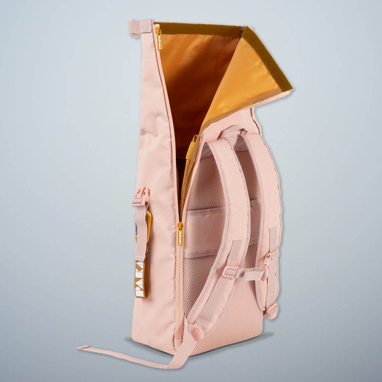 PAKAMA-sac à dos de fitness-pink-dos-rolltop-ouvert