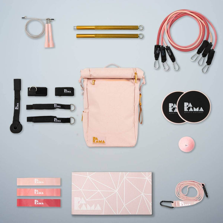 PAKAMA- fitnessrucksack-pink-front-equipment