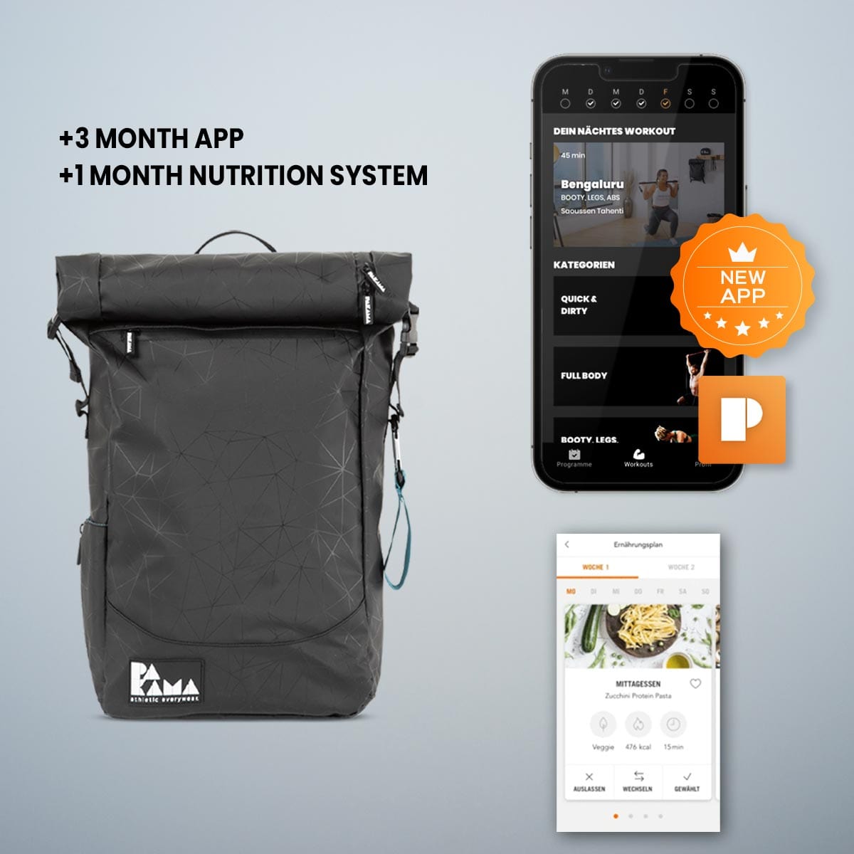 PAKAMA-fitnessrucksack-schwarz-app-nutrition system