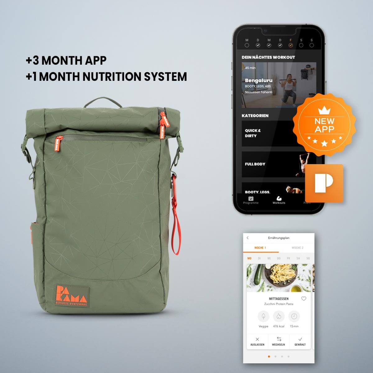 PAKAMA-fitnessrucksack-gruen-app-nutrition system